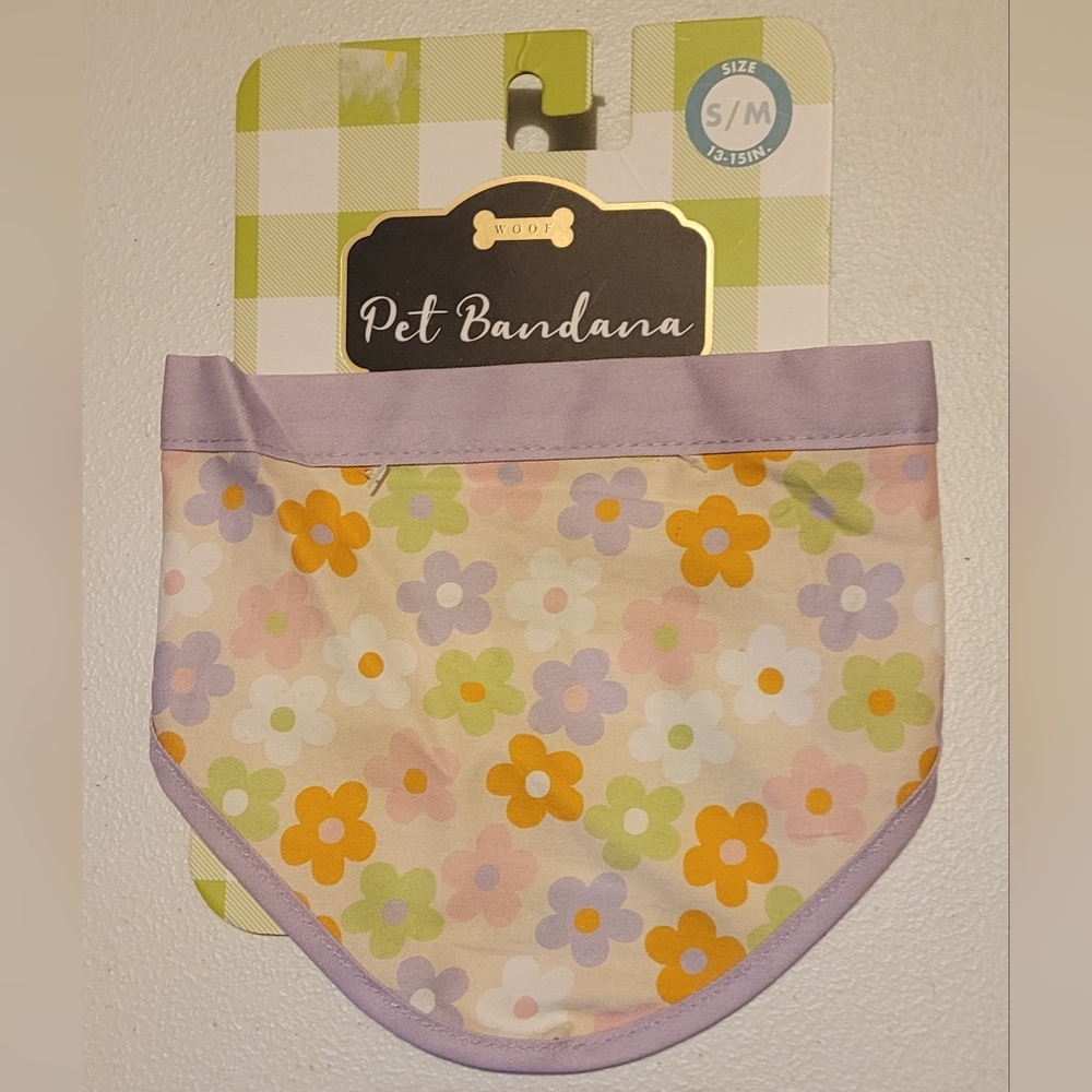 Woof Pet Dog Bandana, S/M & L/XL, Purple,  White, Pink,  Orange